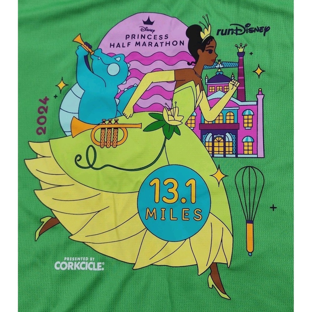 runDisney 2024 13.1 Miles Disney Princess Half Marathon ADULT L Shirt Green